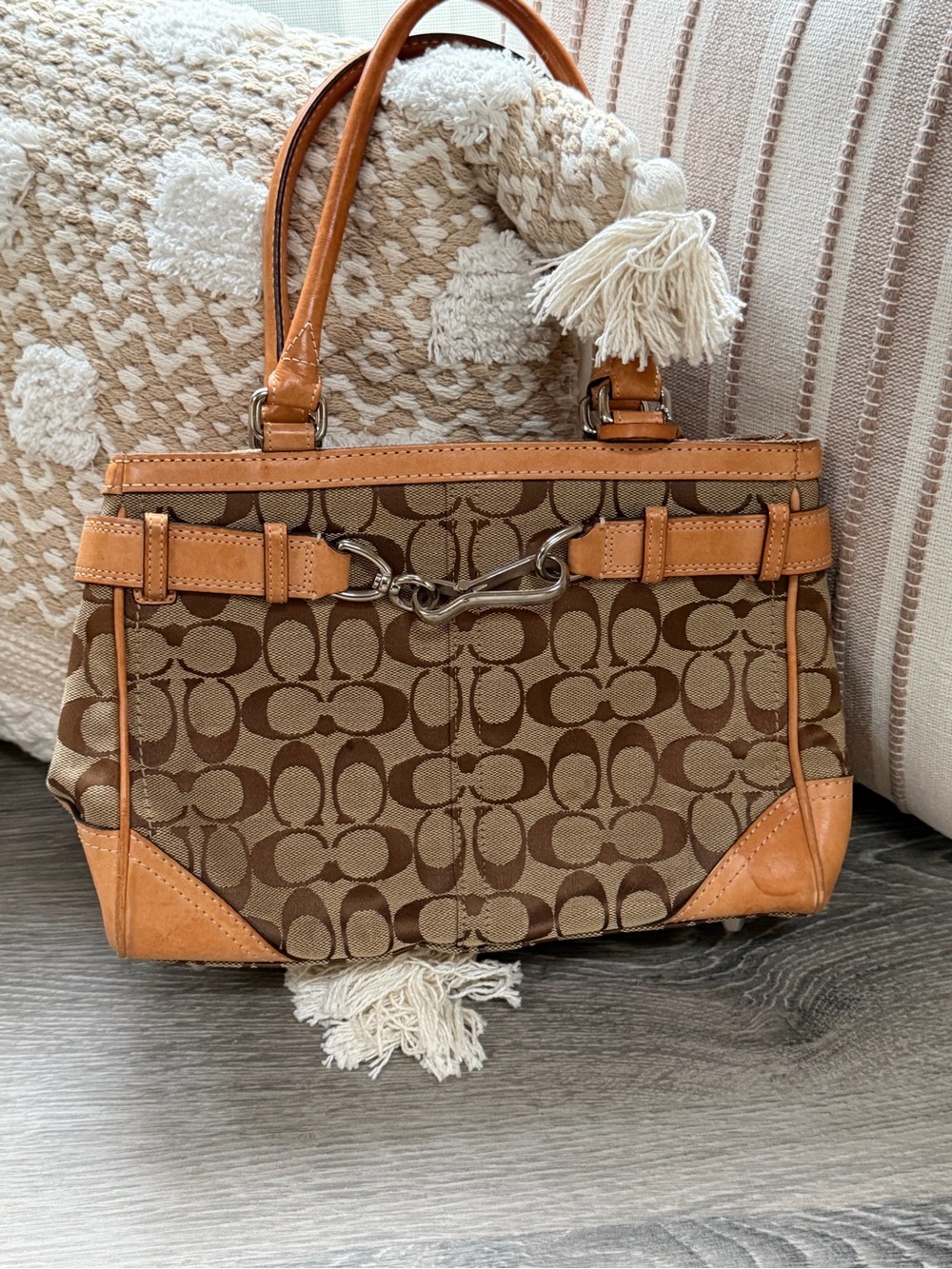 Vintage Coacb Hamptons Signature 8K06 Satchel Brown Tan Y2K
